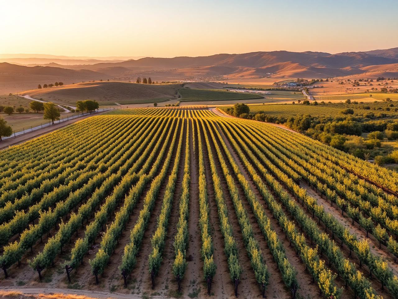Vineyards in Binyamina at sunset